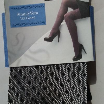 Simply Vera Vera Wang Black Dotted Mesh Tights Size 1/ 2